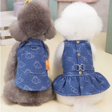 Denim dress / vest combined with a harness.