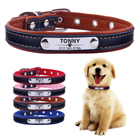 Personalized Engraved Leather Dog Collar